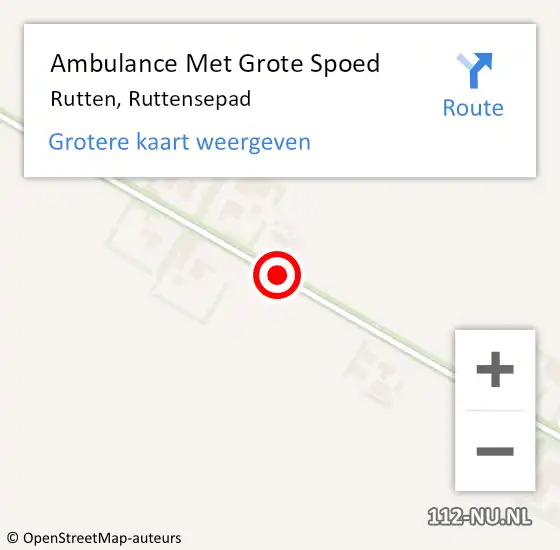Locatie op kaart van de 112 melding: Ambulance Met Grote Spoed Naar Rutten, Ruttensepad op 31 december 2018 14:16