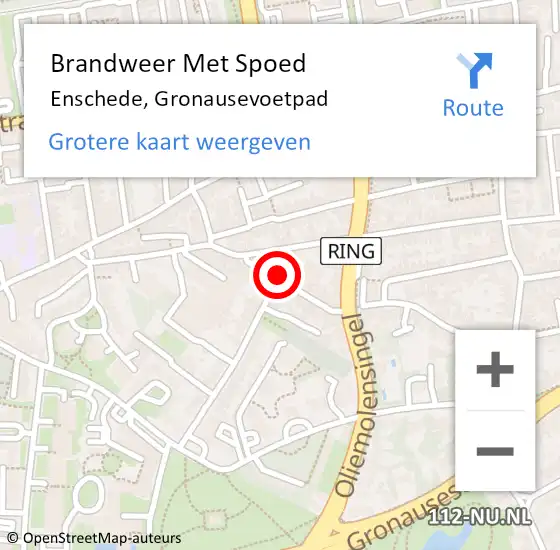 Locatie op kaart van de 112 melding: Brandweer Met Spoed Naar Enschede, Gronausevoetpad op 31 december 2018 14:37