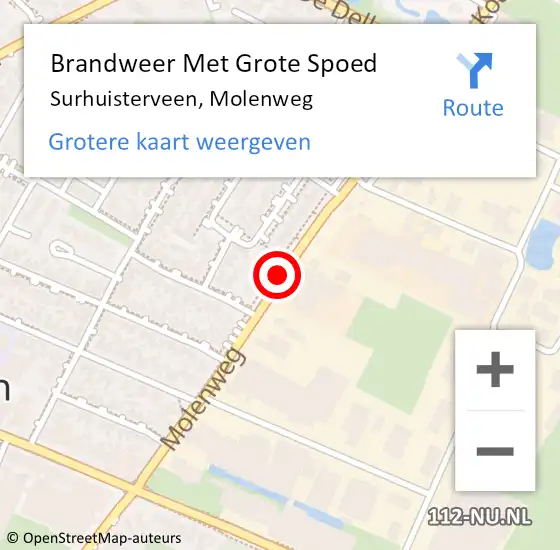 Locatie op kaart van de 112 melding: Brandweer Met Grote Spoed Naar Surhuisterveen, Molenweg op 31 december 2018 14:39