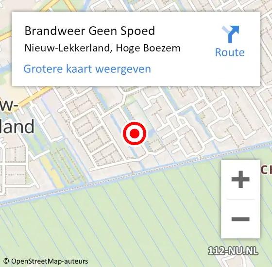 Locatie op kaart van de 112 melding: Brandweer Geen Spoed Naar Nieuw-Lekkerland, Hoge Boezem op 31 december 2018 14:55