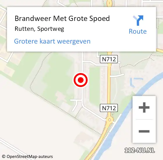 Locatie op kaart van de 112 melding: Brandweer Met Grote Spoed Naar Rutten, Sportweg op 31 december 2018 15:02