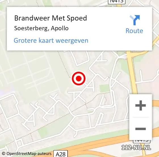 Locatie op kaart van de 112 melding: Brandweer Met Spoed Naar Soesterberg, Apollo op 31 december 2018 15:06