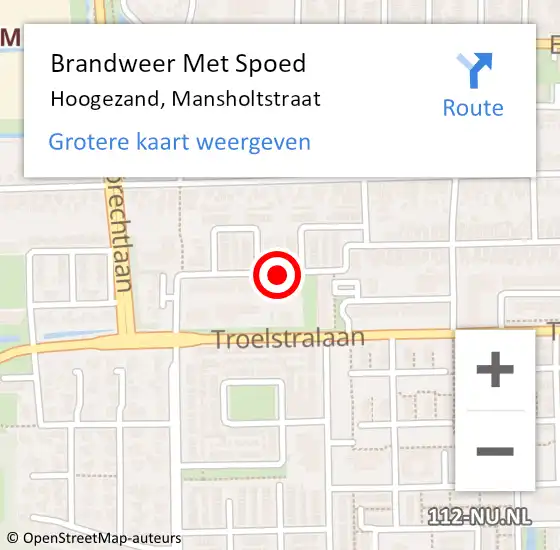 Locatie op kaart van de 112 melding: Brandweer Met Spoed Naar Hoogezand, Mansholtstraat op 31 december 2018 15:25