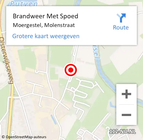 Locatie op kaart van de 112 melding: Brandweer Met Spoed Naar Moergestel, Molenstraat op 31 december 2018 15:35