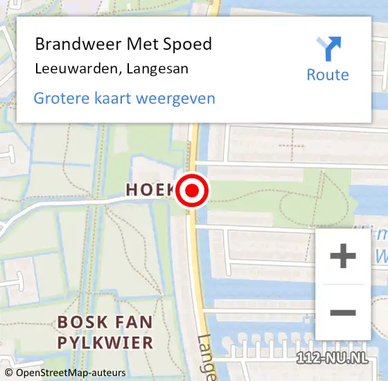 Locatie op kaart van de 112 melding: Brandweer Met Spoed Naar Leeuwarden, Langesan op 31 december 2018 15:46