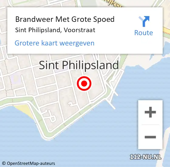 Locatie op kaart van de 112 melding: Brandweer Met Grote Spoed Naar Sint Philipsland, Voorstraat op 31 december 2018 16:06