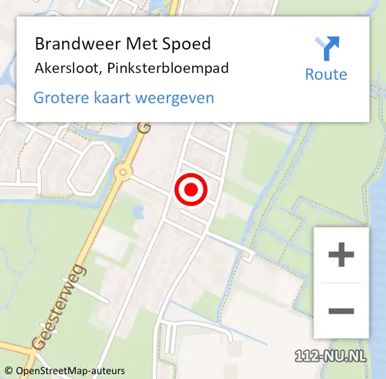 Locatie op kaart van de 112 melding: Brandweer Met Spoed Naar Akersloot, Pinksterbloempad op 31 december 2018 16:24