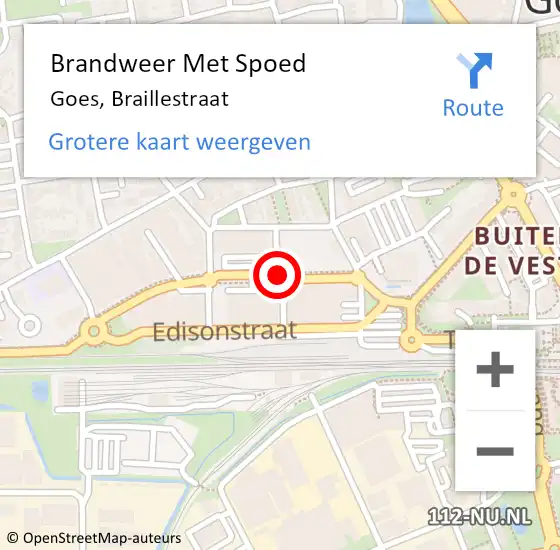 Locatie op kaart van de 112 melding: Brandweer Met Spoed Naar Goes, Braillestraat op 31 december 2018 16:34