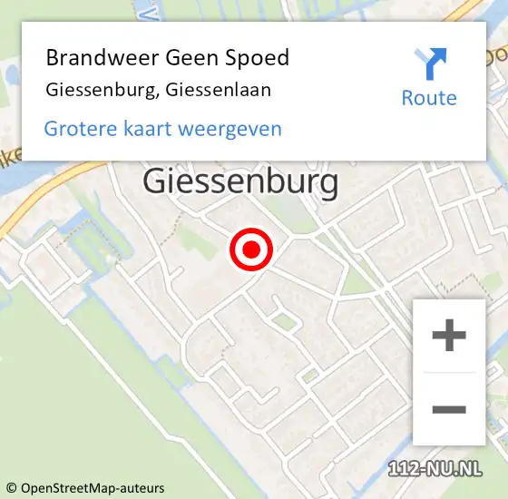 Locatie op kaart van de 112 melding: Brandweer Geen Spoed Naar Giessenburg, Giessenlaan op 31 december 2018 16:37