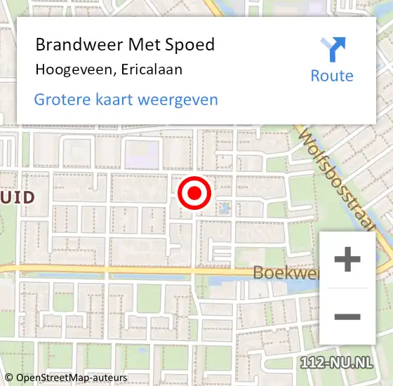 Locatie op kaart van de 112 melding: Brandweer Met Spoed Naar Hoogeveen, Ericalaan op 31 december 2018 16:53