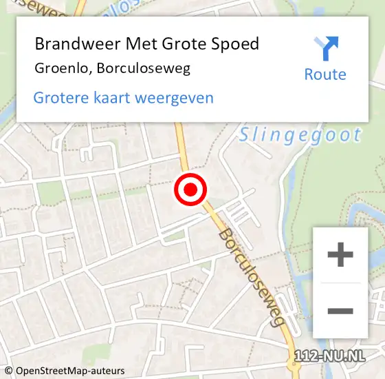 Locatie op kaart van de 112 melding: Brandweer Met Grote Spoed Naar Groenlo, Borculoseweg op 31 december 2018 17:38