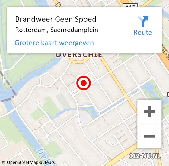 Locatie op kaart van de 112 melding: Brandweer Geen Spoed Naar Rotterdam, Saenredamplein op 31 december 2018 18:04