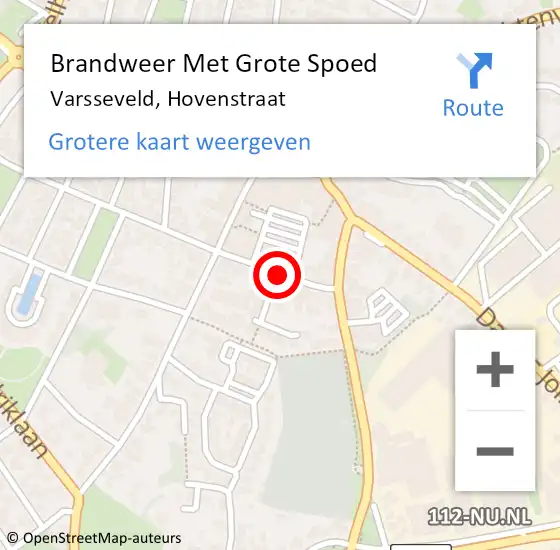 Locatie op kaart van de 112 melding: Brandweer Met Grote Spoed Naar Varsseveld, Hovenstraat op 31 december 2018 19:07
