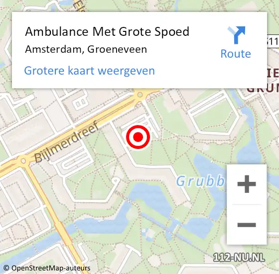 Locatie op kaart van de 112 melding: Ambulance Met Grote Spoed Naar Amsterdam, Groeneveen op 31 december 2018 19:13