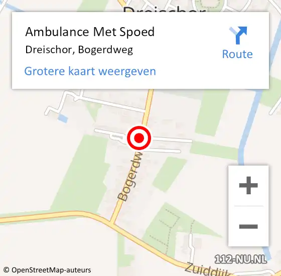 Locatie op kaart van de 112 melding: Ambulance Met Spoed Naar Dreischor, Bogerdweg op 31 december 2018 19:22