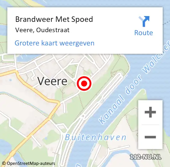 Locatie op kaart van de 112 melding: Brandweer Met Spoed Naar Veere, Oudestraat op 31 december 2018 19:24