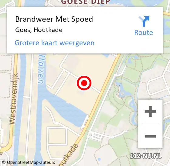 Locatie op kaart van de 112 melding: Brandweer Met Spoed Naar Goes, Houtkade op 31 december 2018 19:31