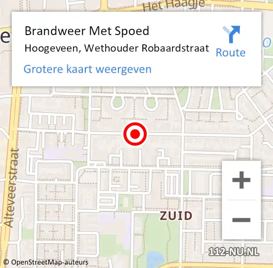 Locatie op kaart van de 112 melding: Brandweer Met Spoed Naar Hoogeveen, Wethouder Robaardstraat op 31 december 2018 19:40
