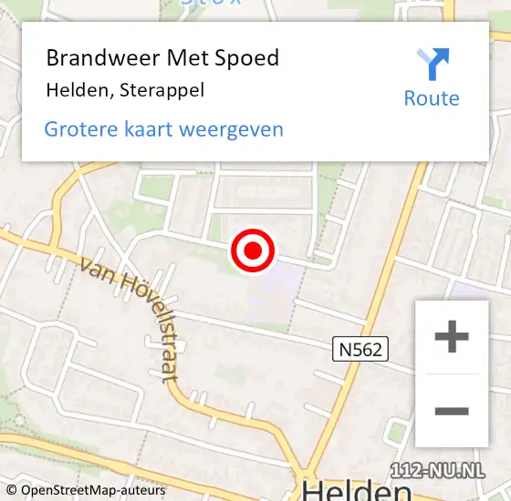 Locatie op kaart van de 112 melding: Brandweer Met Spoed Naar Helden, Sterappel op 31 december 2018 19:44