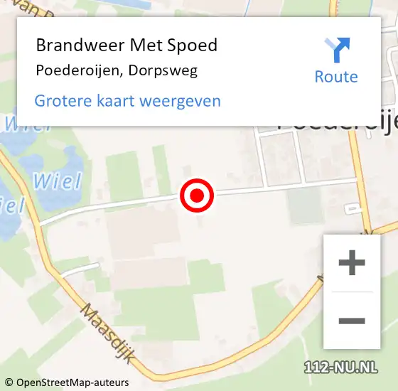 Locatie op kaart van de 112 melding: Brandweer Met Spoed Naar Poederoijen, Dorpsweg op 31 december 2018 19:44