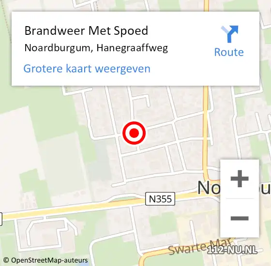 Locatie op kaart van de 112 melding: Brandweer Met Spoed Naar Noardburgum, Hanegraaffweg op 31 december 2018 20:15