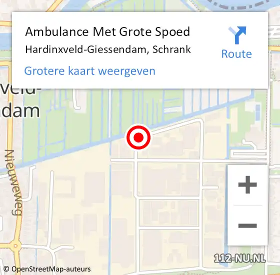 Locatie op kaart van de 112 melding: Ambulance Met Grote Spoed Naar Hardinxveld-Giessendam, Schrank op 31 december 2018 20:35