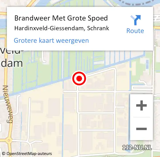 Locatie op kaart van de 112 melding: Brandweer Met Grote Spoed Naar Hardinxveld-Giessendam, Schrank op 31 december 2018 20:37