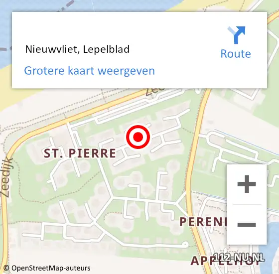 Locatie op kaart van de 112 melding:  Nieuwvliet, Lepelblad op 31 december 2018 20:37