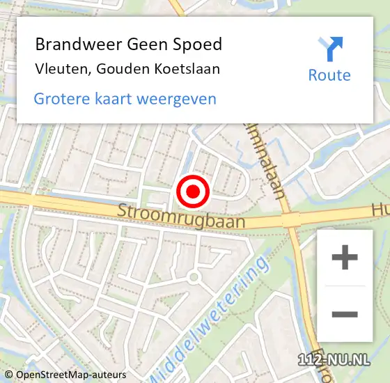 Locatie op kaart van de 112 melding: Brandweer Geen Spoed Naar Vleuten, Gouden Koetslaan op 31 december 2018 20:43