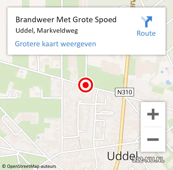 Locatie op kaart van de 112 melding: Brandweer Met Grote Spoed Naar Uddel, Markveldweg op 31 december 2018 20:43