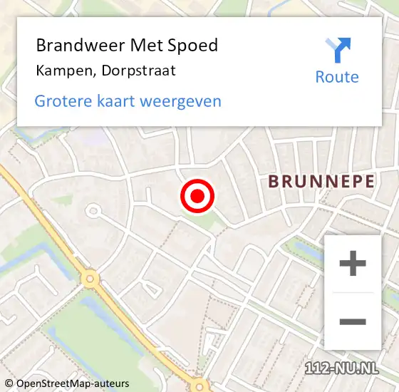 Locatie op kaart van de 112 melding: Brandweer Met Spoed Naar Kampen, Dorpstraat op 31 december 2018 20:46