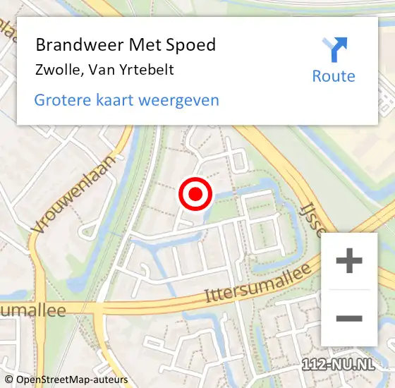 Locatie op kaart van de 112 melding: Brandweer Met Spoed Naar Zwolle, Van Yrtebelt op 31 december 2018 20:51