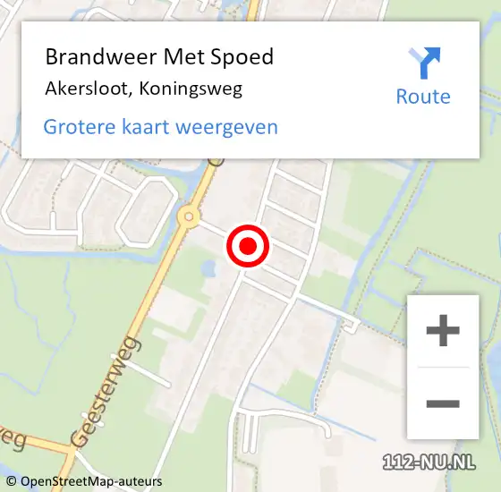 Locatie op kaart van de 112 melding: Brandweer Met Spoed Naar Akersloot, Koningsweg op 31 december 2018 20:57