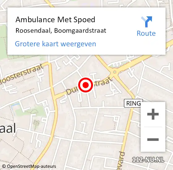 Locatie op kaart van de 112 melding: Ambulance Met Spoed Naar Roosendaal, Boomgaardstraat op 31 december 2018 21:05