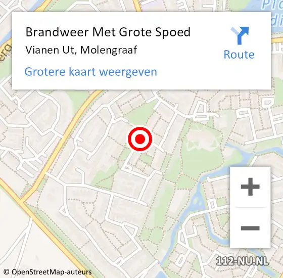 Locatie op kaart van de 112 melding: Brandweer Met Grote Spoed Naar Vianen Ut, Molengraaf op 31 december 2018 21:25