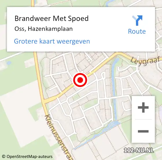 Locatie op kaart van de 112 melding: Brandweer Met Spoed Naar Oss, Hazenkamplaan op 31 december 2018 21:26