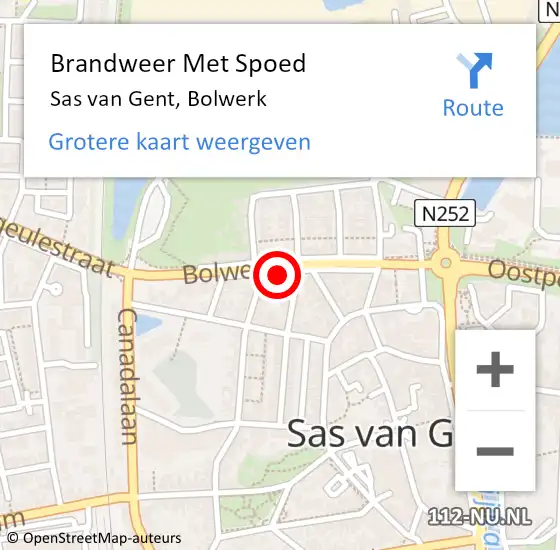 Locatie op kaart van de 112 melding: Brandweer Met Spoed Naar Sas van Gent, Bolwerk op 31 december 2018 21:35