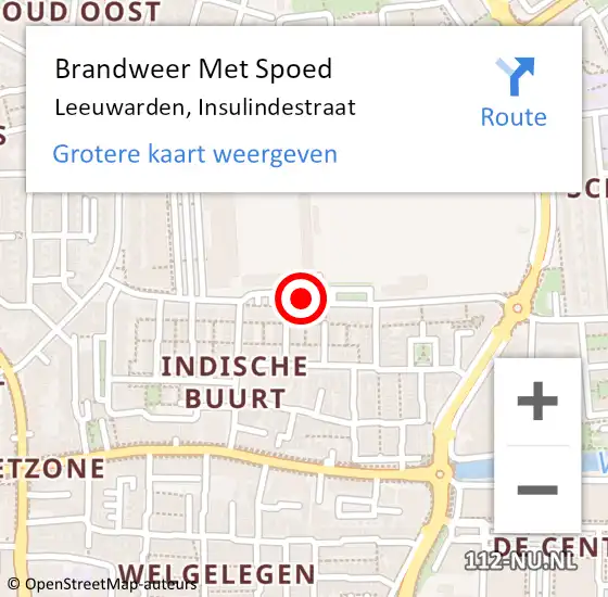 Locatie op kaart van de 112 melding: Brandweer Met Spoed Naar Leeuwarden, Insulindestraat op 31 december 2018 21:41