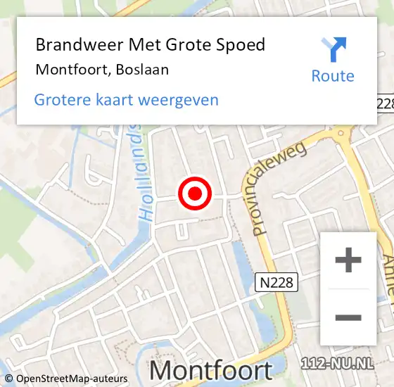 Locatie op kaart van de 112 melding: Brandweer Met Grote Spoed Naar Montfoort, Boslaan op 31 december 2018 21:42