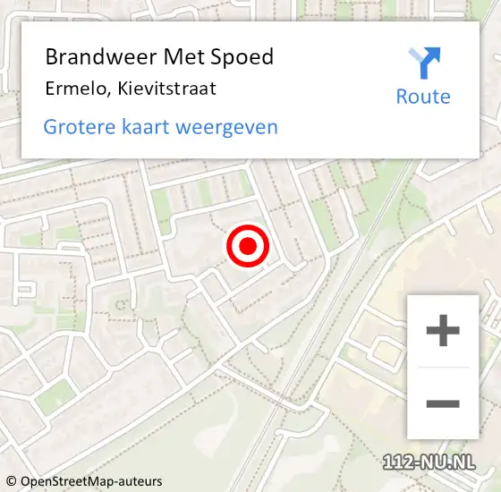 Locatie op kaart van de 112 melding: Brandweer Met Spoed Naar Ermelo, Kievitstraat op 31 december 2018 21:42