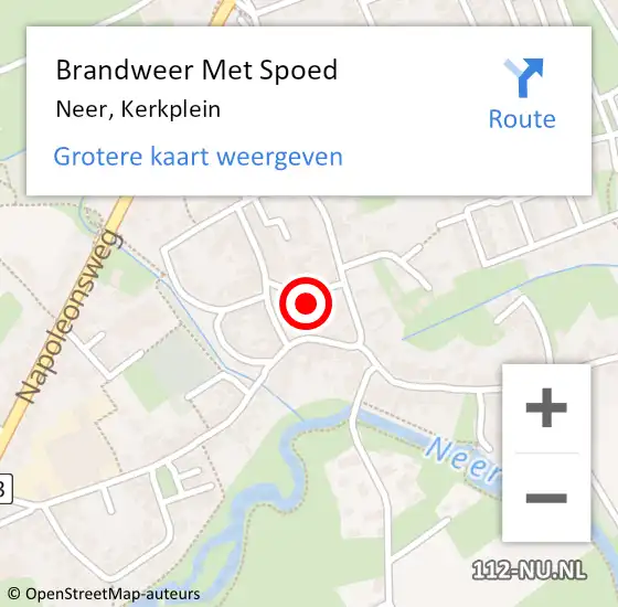 Locatie op kaart van de 112 melding: Brandweer Met Spoed Naar Neer, Kerkplein op 31 december 2018 22:05