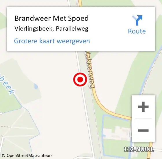 Locatie op kaart van de 112 melding: Brandweer Met Spoed Naar Vierlingsbeek, Parallelweg op 31 december 2018 22:05