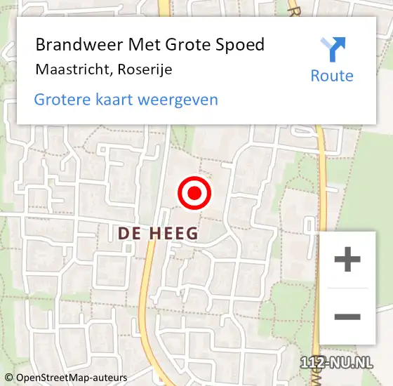 Locatie op kaart van de 112 melding: Brandweer Met Grote Spoed Naar Maastricht, Roserije op 31 december 2018 22:15