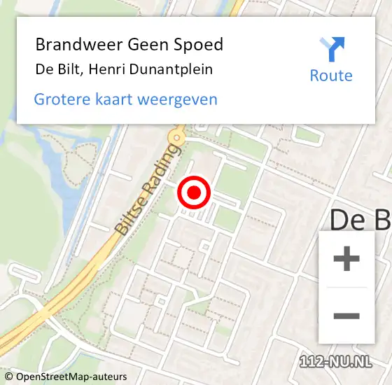Locatie op kaart van de 112 melding: Brandweer Geen Spoed Naar De Bilt, Henri Dunantplein op 31 december 2018 22:16