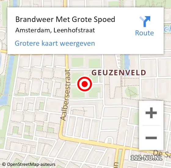 Locatie op kaart van de 112 melding: Brandweer Met Grote Spoed Naar Amsterdam, Leenhofstraat op 31 december 2018 22:18
