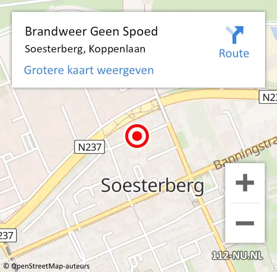 Locatie op kaart van de 112 melding: Brandweer Geen Spoed Naar Soesterberg, Koppenlaan op 31 december 2018 22:38