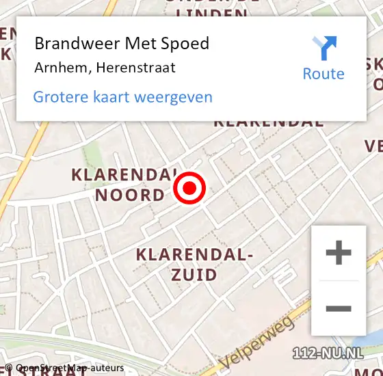 Locatie op kaart van de 112 melding: Brandweer Met Spoed Naar Arnhem, Herenstraat op 31 december 2018 22:41