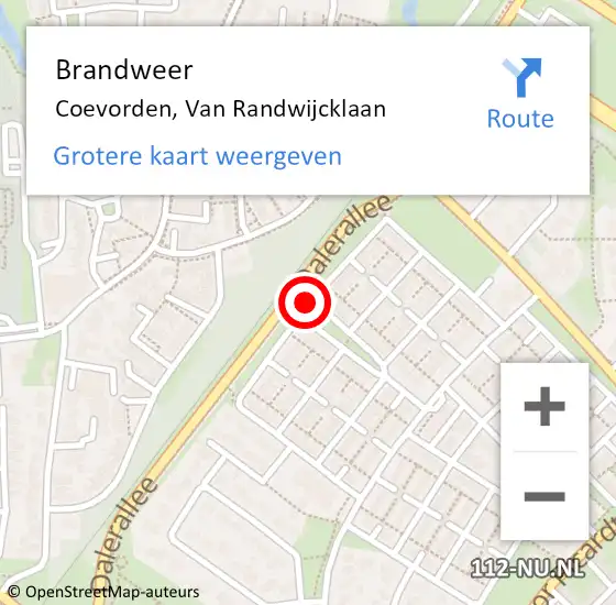 Locatie op kaart van de 112 melding: Brandweer Coevorden, Van Randwijcklaan op 31 december 2018 22:41