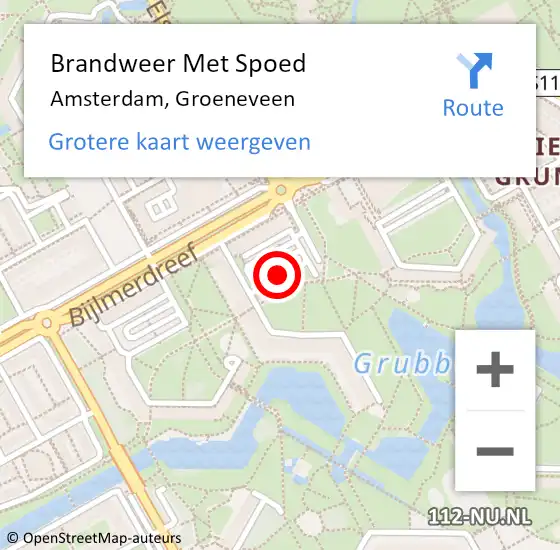 Locatie op kaart van de 112 melding: Brandweer Met Spoed Naar Amsterdam, Groeneveen op 31 december 2018 23:50