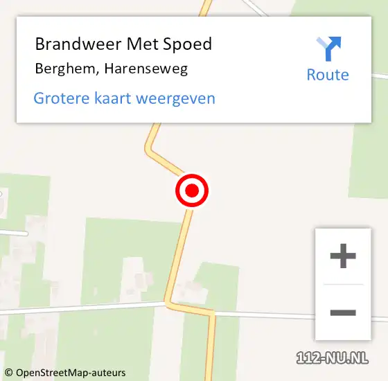 Locatie op kaart van de 112 melding: Brandweer Met Spoed Naar Berghem, Harenseweg op 1 januari 2019 00:01